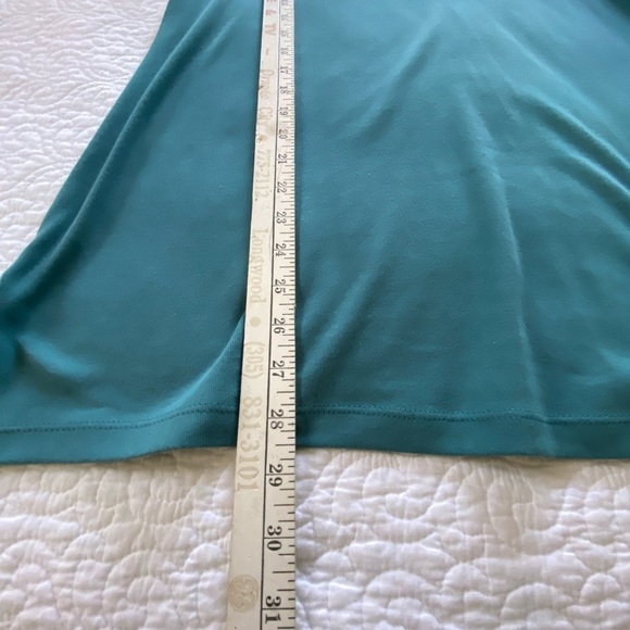 Karen Scott Tunic Top Split Neck with Studs 3/4 Sleeve Side Slits Teal Size M - Picture 11 of 11